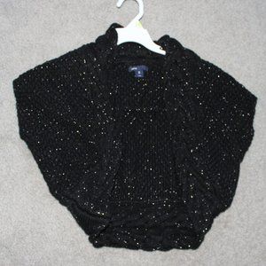 Gap Kids Sz M (8) Knit Bolero Open Cardigan Black Metallic Cotton Blend